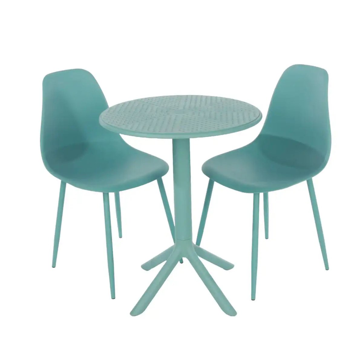 3 Piece Outdoor Garden Bistro Table & 2 x Chair Set Blue - Price Crash Furniture