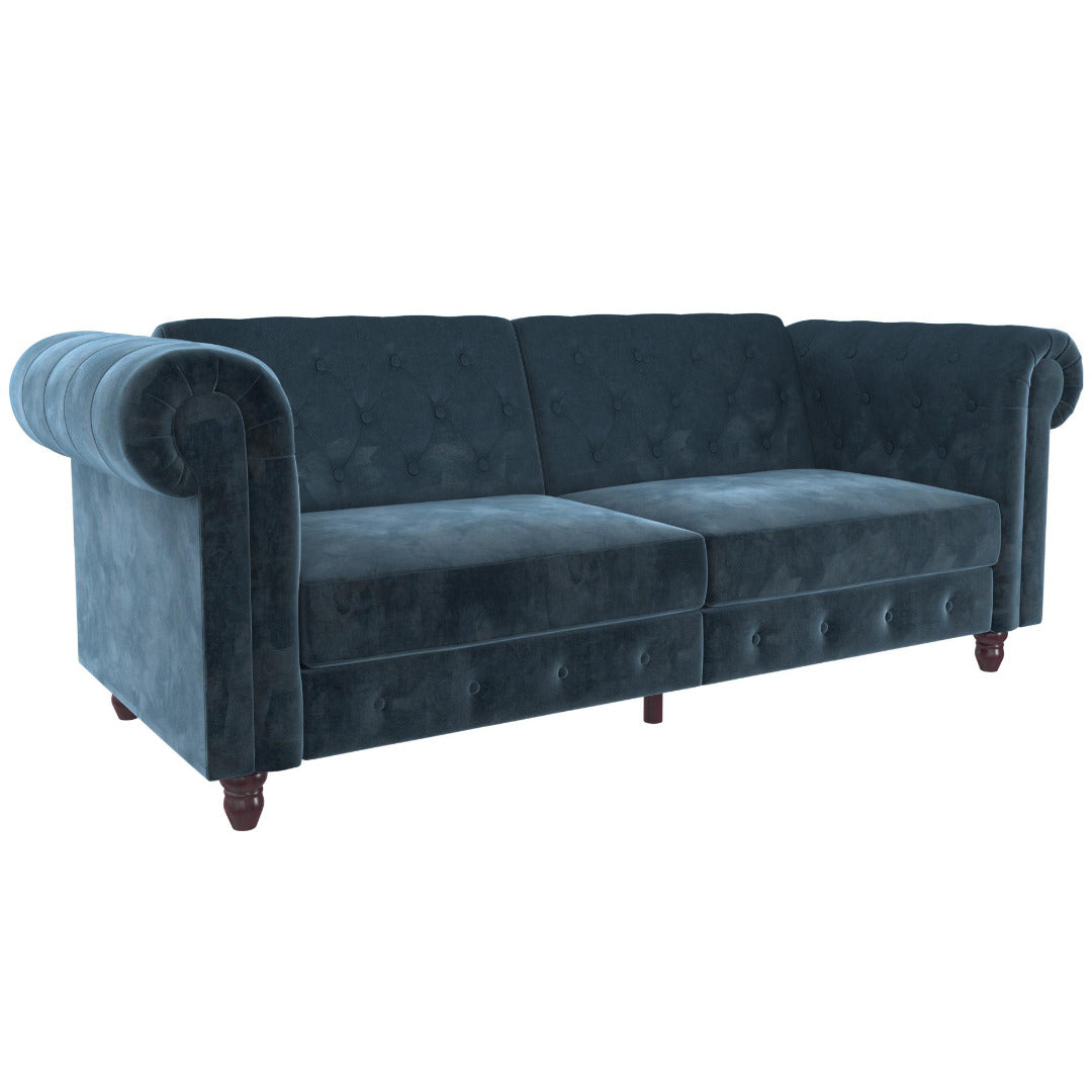 Felix Chesterfield Sofa Bed - Blue Velvet by Dorel - Price Crash Furniture