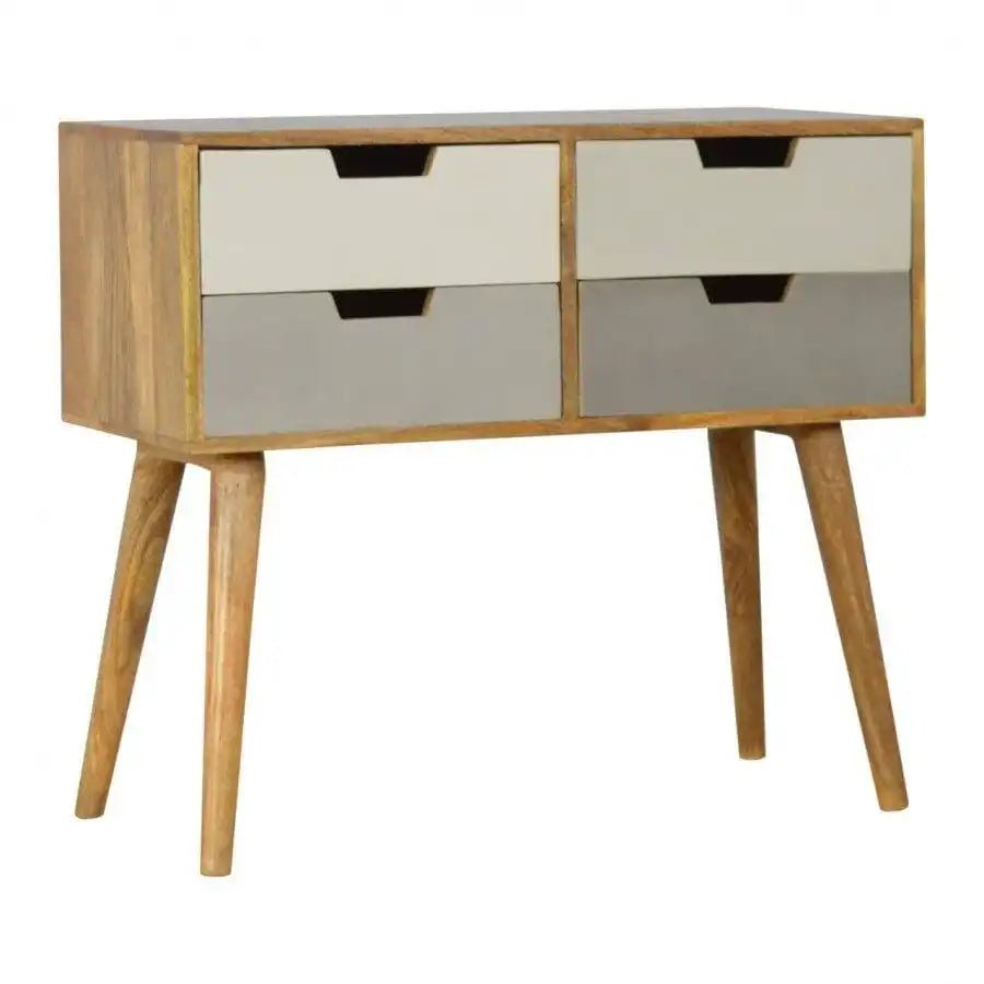 4 Drawer Nordic Style Grey Hand - Painted Console Table - Price Crash Furniture