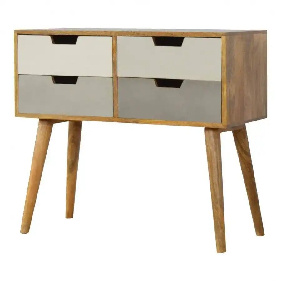 4 Drawer Nordic Style Grey Hand - Painted Console Table - Price Crash Furniture