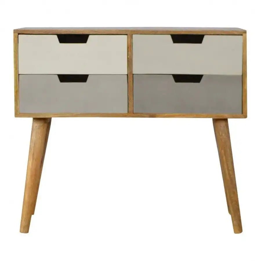 4 Drawer Nordic Style Grey Hand - Painted Console Table - Price Crash Furniture
