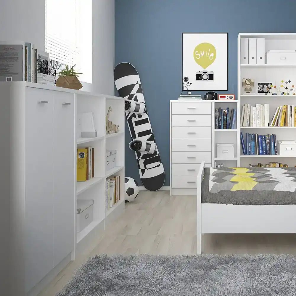 4 You Medium Wide Bookcase In Pearl White - Price Crash Furniture