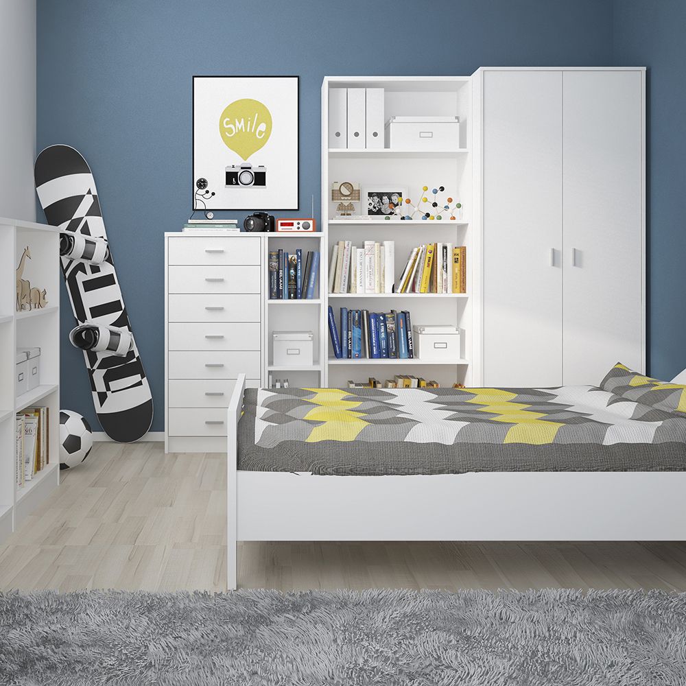 4 You Tall Narrow Bookcase In Pearl White - Price Crash Furniture