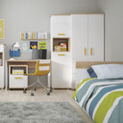 4 Kids 1 Door Mobile Desk Drawer Pedestal in Light Oak and White High Gloss - Price Crash Furniture