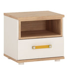 4 Kids 1 Drawer Bedside Cabinet in Light Oak & White High Gloss - Price Crash Furniture