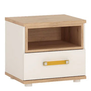 4 Kids 1 Drawer Bedside Cabinet in Light Oak & White High Gloss - Price Crash Furniture
