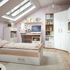4 Kids 1 Drawer Bedside Cabinet in Light Oak & White High Gloss - Price Crash Furniture