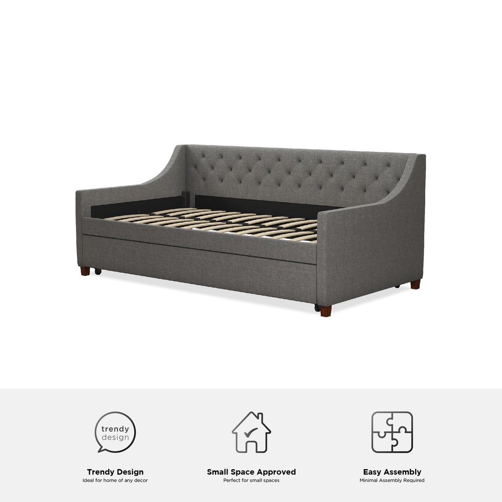 Her Majesty Single Daybed/Trundle Linen in Grey by Dorel - Price Crash Furniture