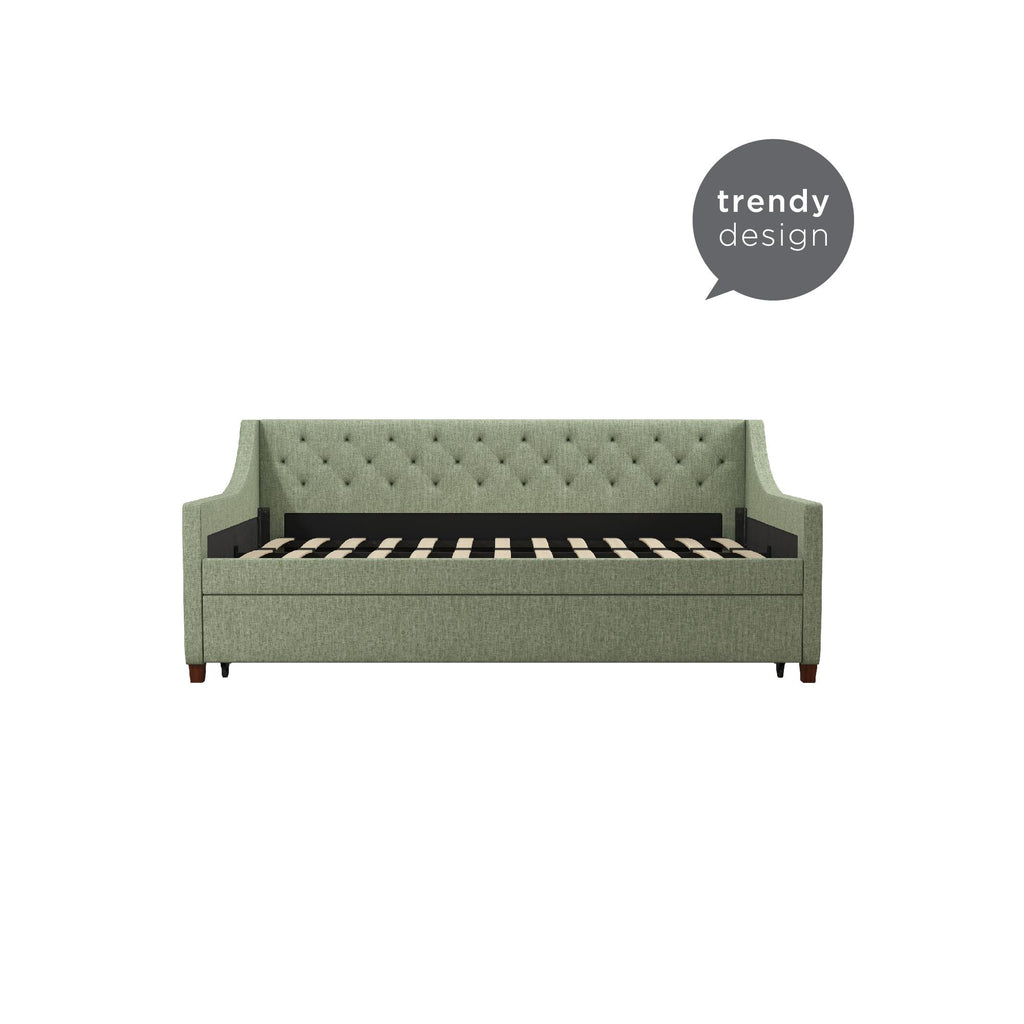 Her Majesty Single Daybed/Trundle Linen in Green by Dorel - Price Crash Furniture