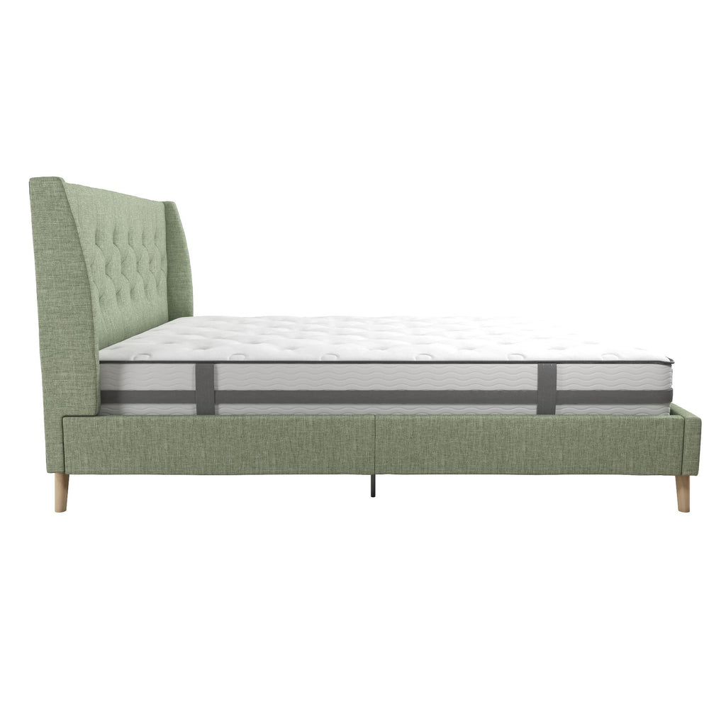 Her Majesty Linen Double Bed - in Light Green by Dorel - Price Crash Furniture