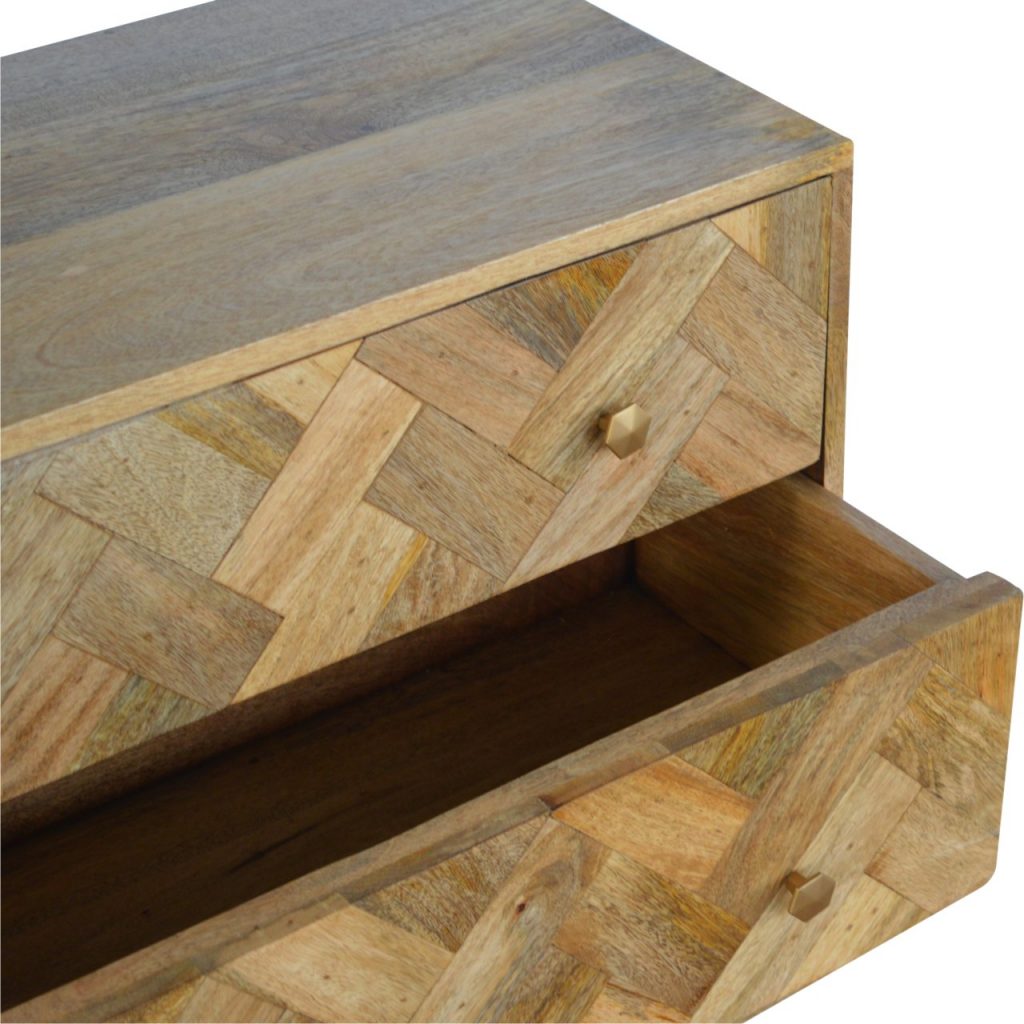 3 Drawer Parquet Patchwork Patterned Chest - Price Crash Furniture