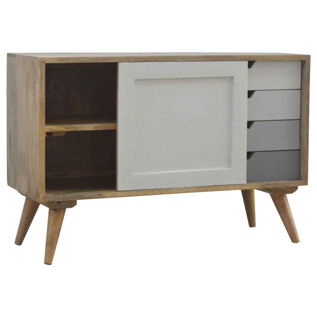 Grey Gradient Nordic Sliding Sideboard with 4 Drawers