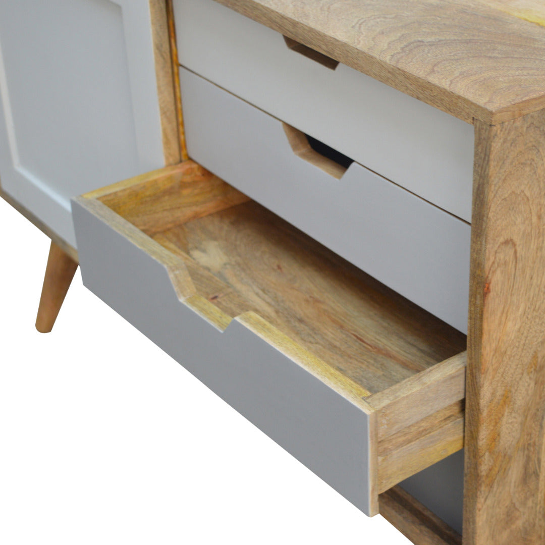 Grey Gradient Nordic Sliding Sideboard with 4 Drawers