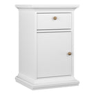 Paris Nightstand Bedside Table Cabinet Unit 1 Door 1 Drawer In White - Price Crash Furniture