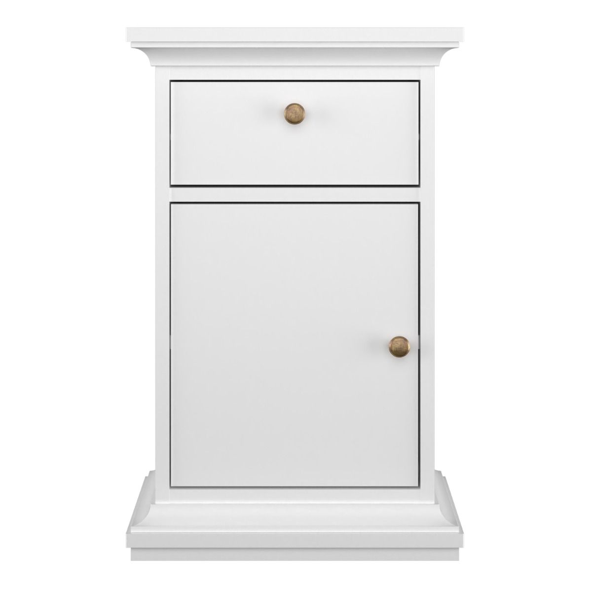 Paris Nightstand Bedside Table Cabinet Unit 1 Door 1 Drawer In White - Price Crash Furniture