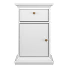 Paris Nightstand Bedside Table Cabinet Unit 1 Door 1 Drawer In White - Price Crash Furniture