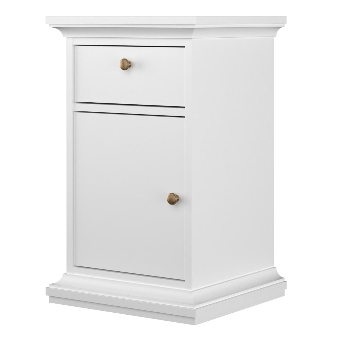 Paris Nightstand Bedside Table Cabinet Unit 1 Door 1 Drawer In White - Price Crash Furniture