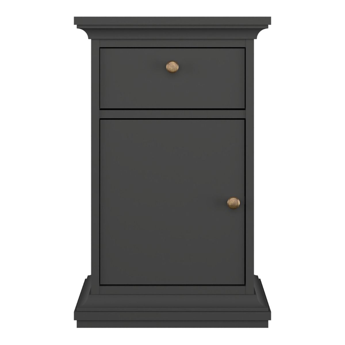 Paris Nightstand Beside Table Cabinet Unit 1 Door 1 Drawer Matt Grey - Price Crash Furniture