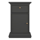 Paris Nightstand Beside Table Cabinet Unit 1 Door 1 Drawer Matt Grey - Price Crash Furniture