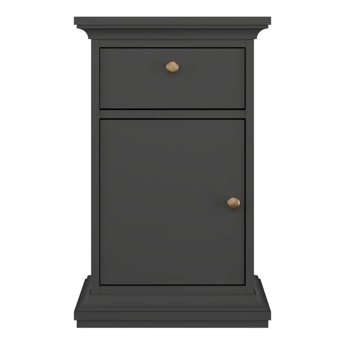 Paris Nightstand Beside Table Cabinet Unit 1 Door 1 Drawer Matt Grey - Price Crash Furniture