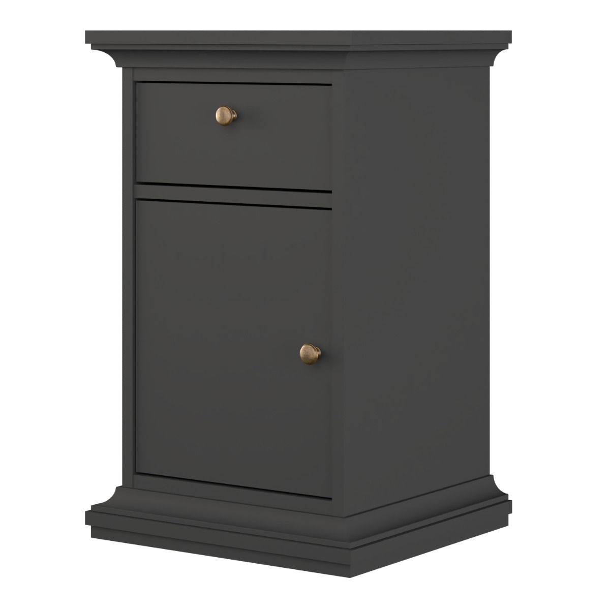 Paris Nightstand Beside Table Cabinet Unit 1 Door 1 Drawer Matt Grey - Price Crash Furniture