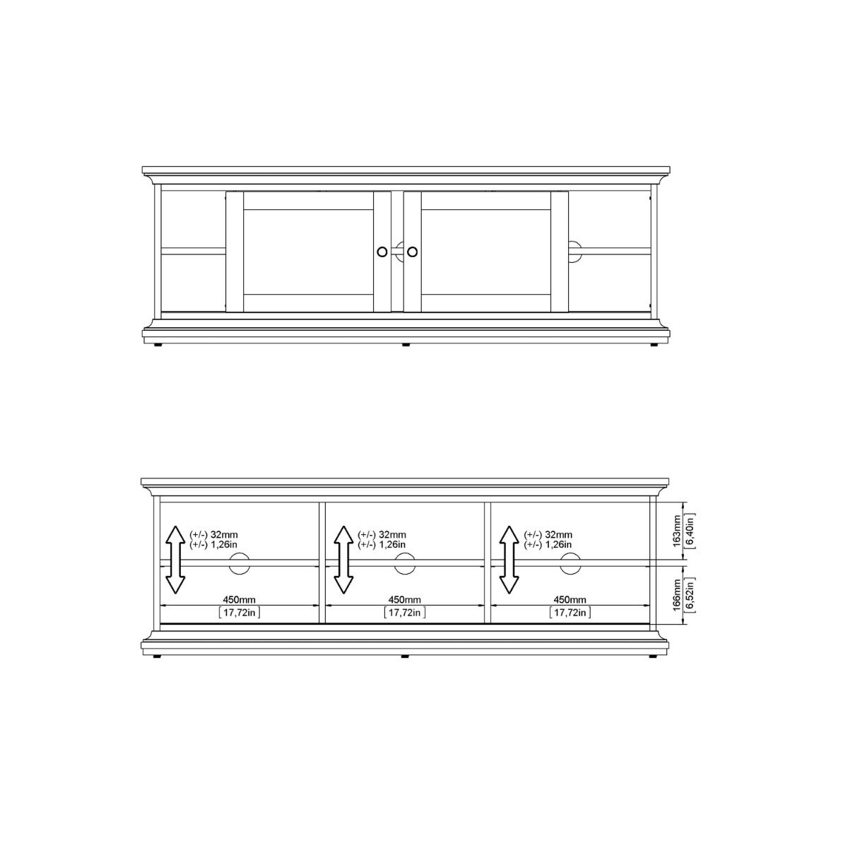 Paris TV Unit 2 Frame Doors In Matt Grey - Price Crash Furniture