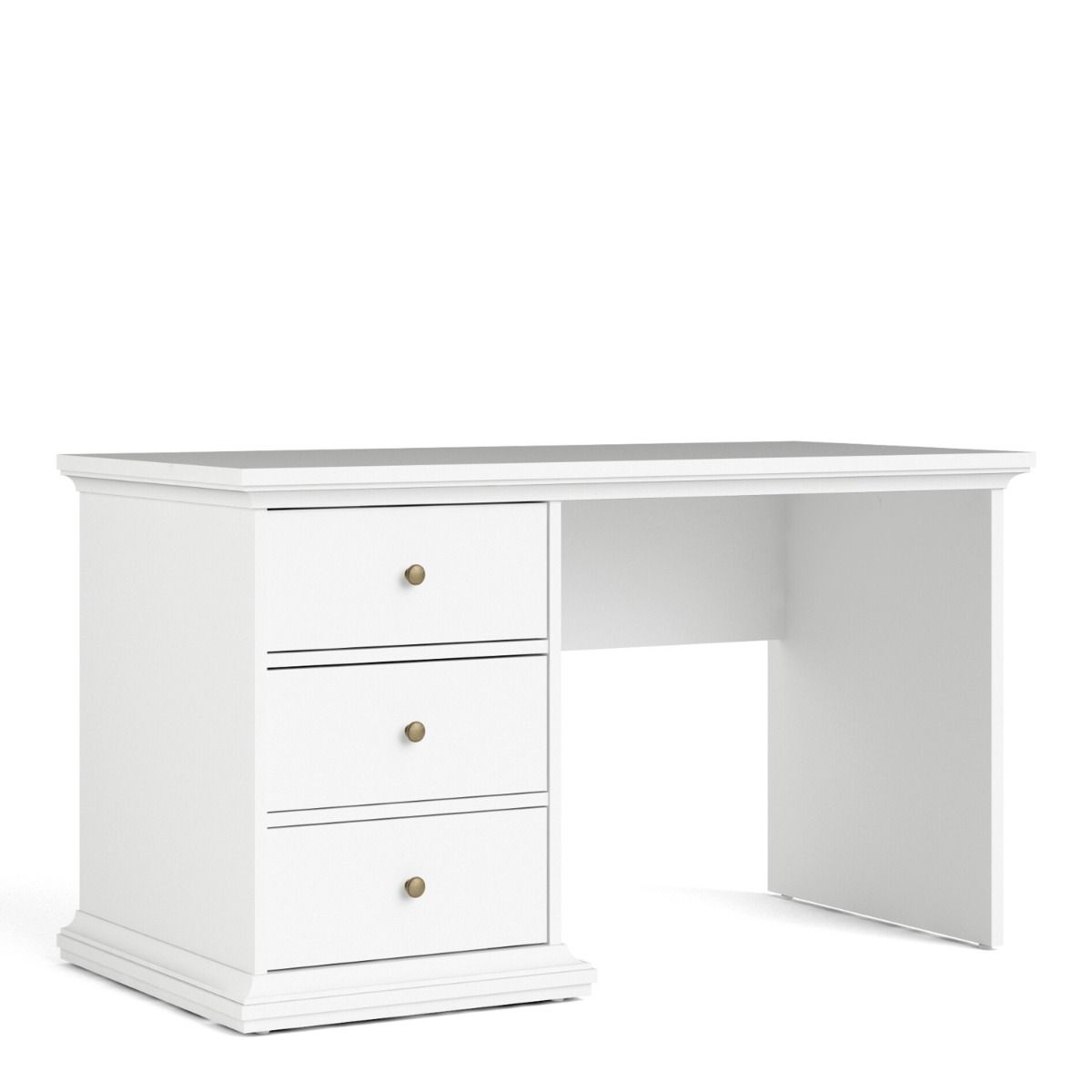 Paris 3 Drawer Desk In White - Price Crash Furniture