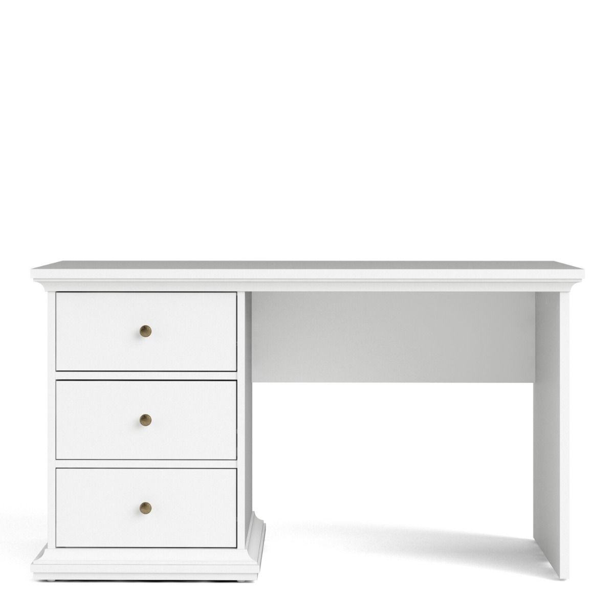 Paris 3 Drawer Desk In White - Price Crash Furniture