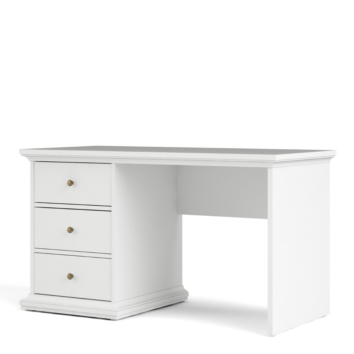 Paris 3 Drawer Desk In White - Price Crash Furniture