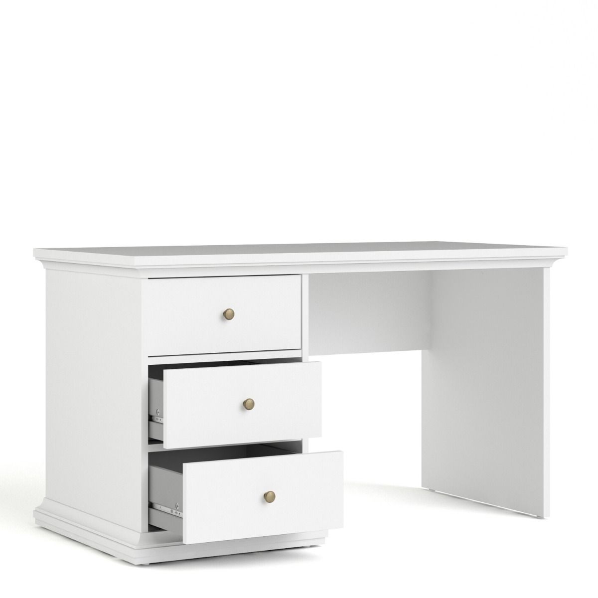 Paris 3 Drawer Desk In White - Price Crash Furniture