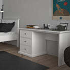 Paris 3 Drawer Desk In White - Price Crash Furniture