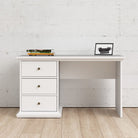 Paris 3 Drawer Desk In White - Price Crash Furniture