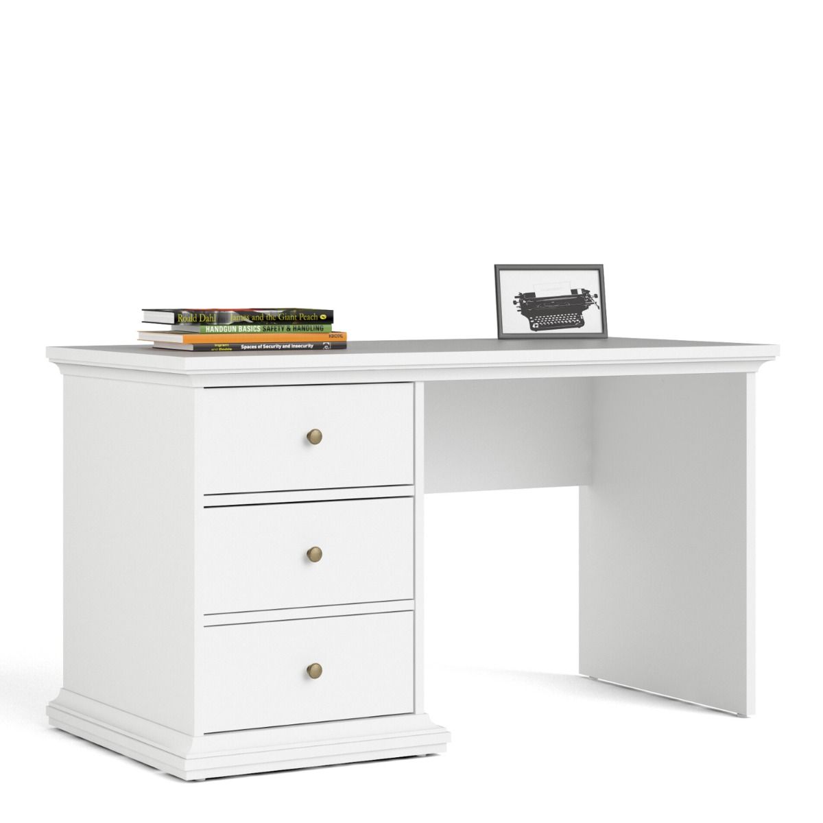 Paris 3 Drawer Desk In White - Price Crash Furniture