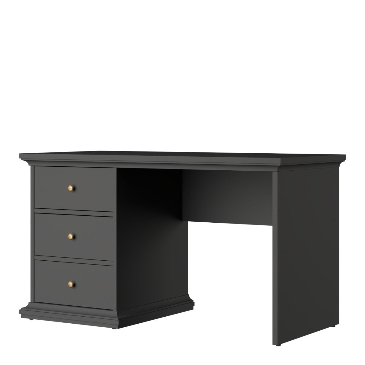 Paris 3 Drawer Office Desk In Matt Grey - Price Crash Furniture