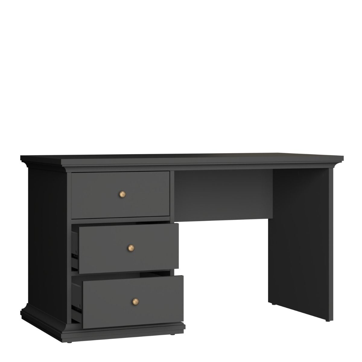 Paris 3 Drawer Office Desk In Matt Grey - Price Crash Furniture