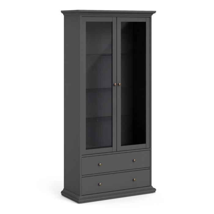 Paris China Cabinet Display Unit Dresser In Matt Grey - Price Crash Furniture