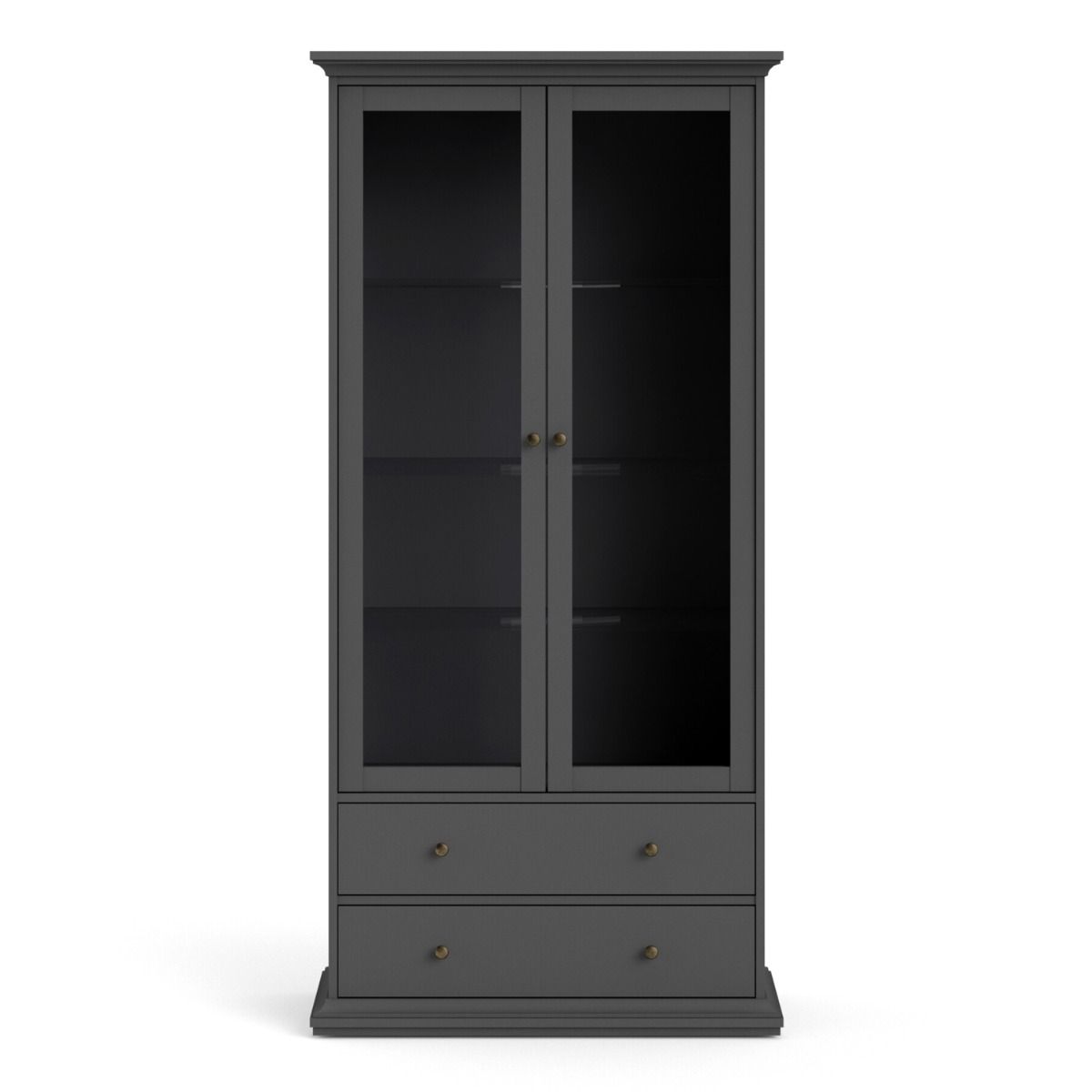 Paris China Cabinet Display Unit Dresser In Matt Grey - Price Crash Furniture