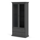 Paris China Cabinet Display Unit Dresser In Matt Grey - Price Crash Furniture