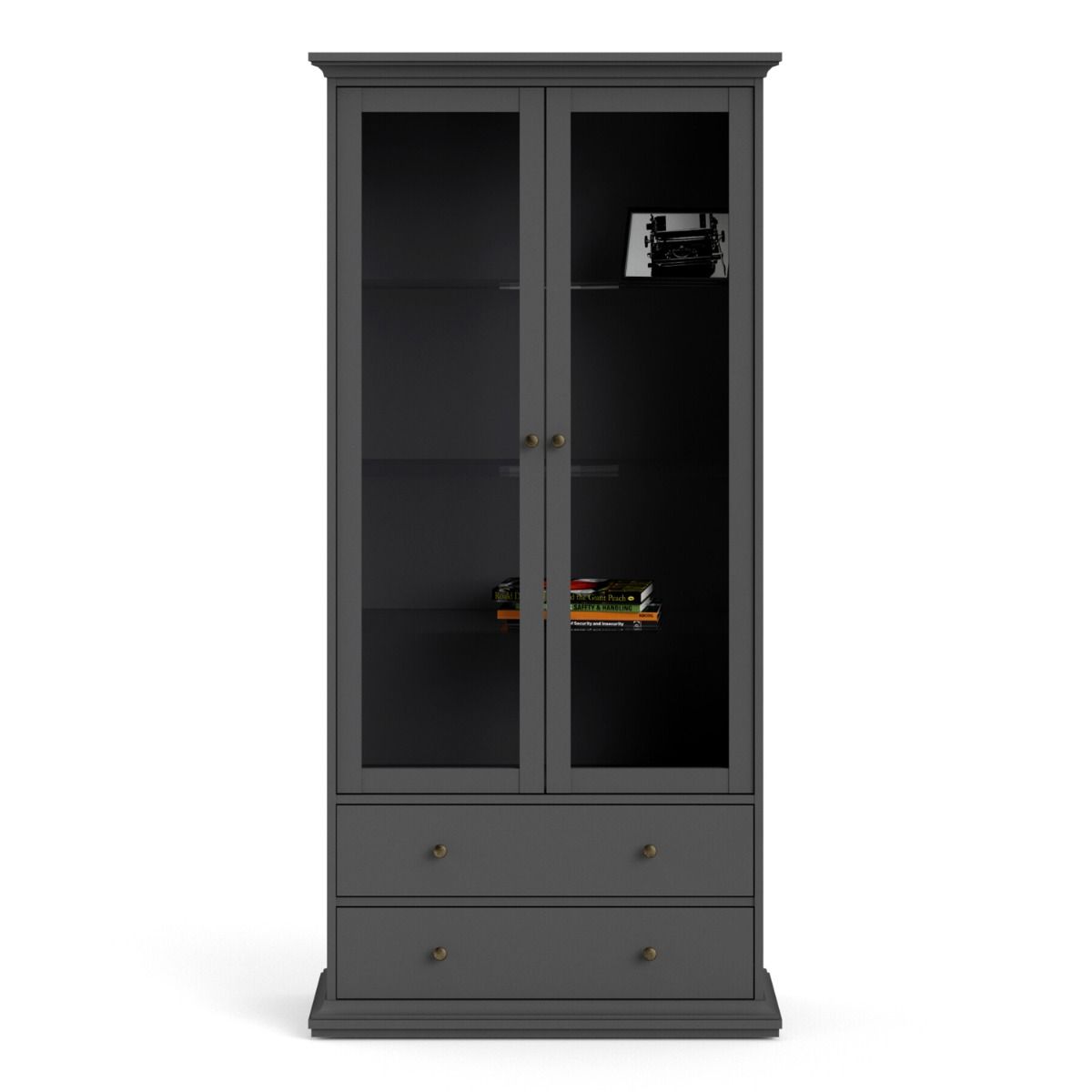 Paris China Cabinet Display Unit Dresser In Matt Grey - Price Crash Furniture