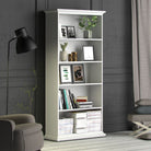 Paris Tall Wide Bookcase In White - Price Crash Furniture