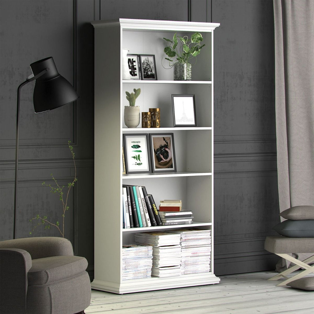 Paris Tall Bookcase In White - Price Crash Furniture