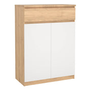Naia Shoe Cabinet With 2 Doors 1 Drawer In Jackson Hickory Oak And White - Price Crash Furniture