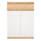 Naia Shoe Cabinet With 2 Doors 1 Drawer In Jackson Hickory Oak And White - Price Crash Furniture