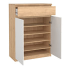 Naia Shoe Cabinet With 2 Doors 1 Drawer In Jackson Hickory Oak And White - Price Crash Furniture