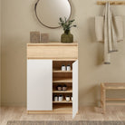 Naia Shoe Cabinet With 2 Doors 1 Drawer In Jackson Hickory Oak And White - Price Crash Furniture