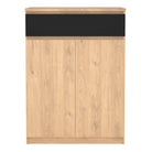 Naia Shoe Cabinet With 2 Doors 1 Drawer In Jackson Hickory Oak And Black - Price Crash Furniture