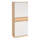 Naia Shoe Cabinet With 4 Doors 1 Drawer In Jackson Hickory Oak And White - Price Crash Furniture