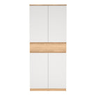 Naia Shoe Cabinet With 4 Doors 1 Drawer In Jackson Hickory Oak And White - Price Crash Furniture