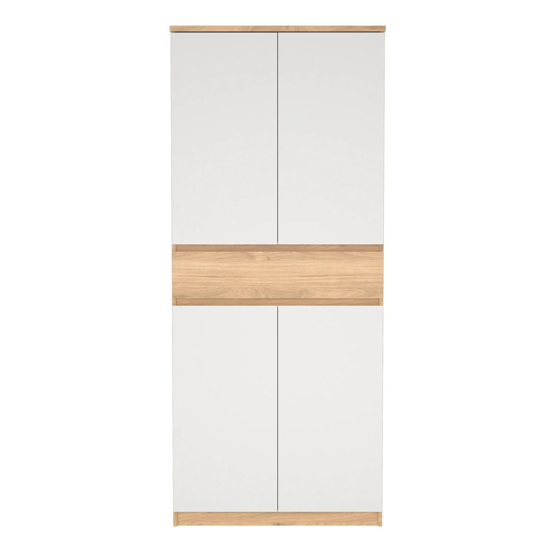 Naia Shoe Cabinet With 4 Doors 1 Drawer In Jackson Hickory Oak And White - Price Crash Furniture