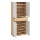 Naia Shoe Cabinet With 4 Doors 1 Drawer In Jackson Hickory Oak And White - Price Crash Furniture